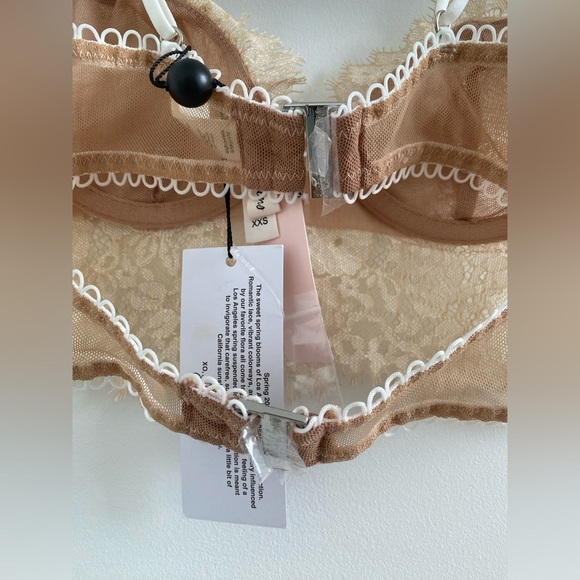 For Love & Lemons Nude & White Faye Lace Underwire Bra Size XXS New With Tag - Picture 9 of 12
